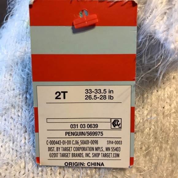 Penguin Sweater Cat & Jack Girls 2T New w/ Tag - Picture 2 of 5